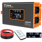 Convertisseur 12V 220V pur sinus 2000W avec puissance crête 4000W 2 prises CA port USB écran LCD et télécommande