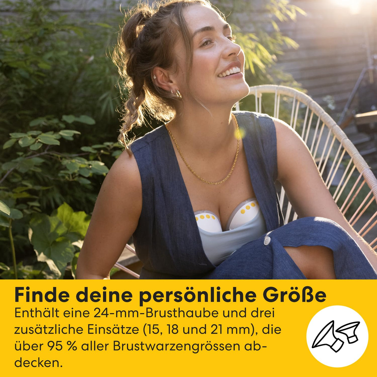 Tragbare elektrische Milchpumpe Motion InBra mit Aufbewahrungstasche, 2-Phase Expression Technologie und 9 Abpumpstufen, 24 mm Brusthaube sowie