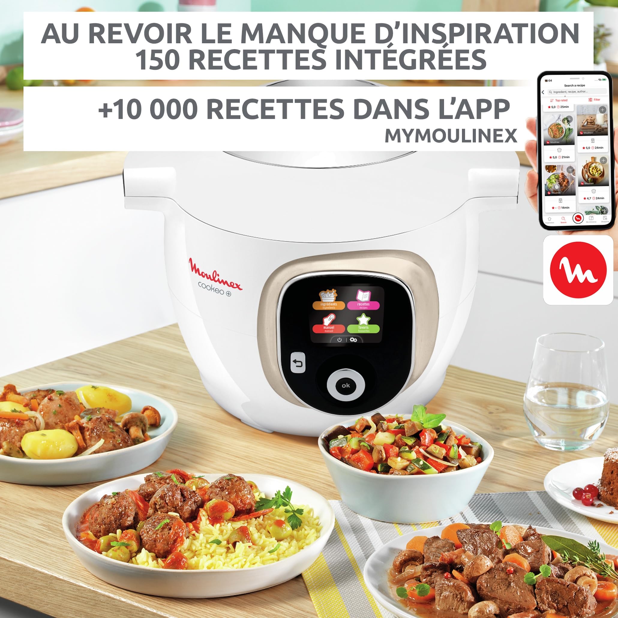Multicuiseur intelligent Cookeo CE85CA10 6 L 1600 W avec écran tactile recettes intégrées et application de cuisson