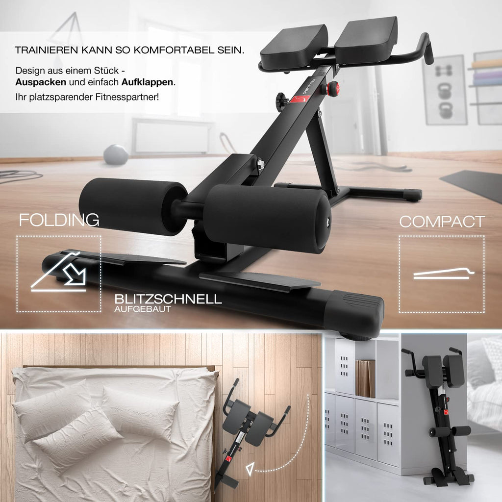Hyperextension Rückentrainer für Zuhause, klappbar BRT150 mit 6-fach verstellbarer Polsterschiene und 130 kg Belastbarkeit