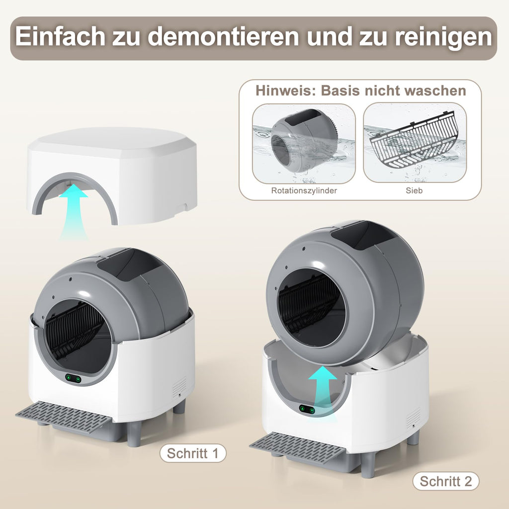 Selbstreinigende Katzentoilette 90 L für mehrere Katzen mit App-Steuerung und Geruchskontrolle