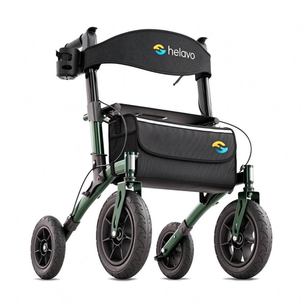 Outdoor-Rollator mit Luftbereifung, faltbar für Draußen, bis 136 kg, Sitz und Rückenlehne