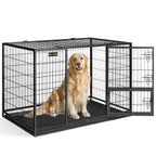 Cage pour chien XXL double porte PPD003B01 acier allié 122 x 74,5 x 80,5 cm avec plateau amovible