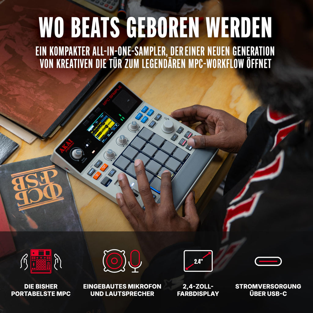 Tragbarer Sampler MPC Sample mit Akku, Lautsprecher und Mikrofon, 16 MPC-Pads und USB-C