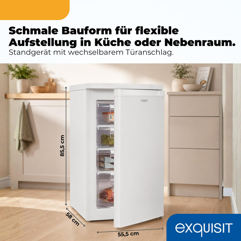 Gefrierschrank 91 l mit 4 Gefrierschubladen, GS512-040E, 4-Sterne, 85,5 x 55 x 58 cm, weiß