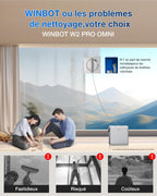 Robot nettoyeur de vitres WINBOT W2 Pro Omni WG851-11 avec station multifonction pulvérisation triple buse et système de protection 12 niveaux
