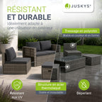 Salon de jardin lounge Salou polyrotin 6 personnes table coussins gris modèle 300862