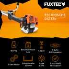 Benzin Motorsense 62 ccm 3,5 PS mit Antivibrationssystem, 2-Takt, 32 cm Schnittbreite, inkl. 3-Zahn-Messer und Doppelfadenkopf