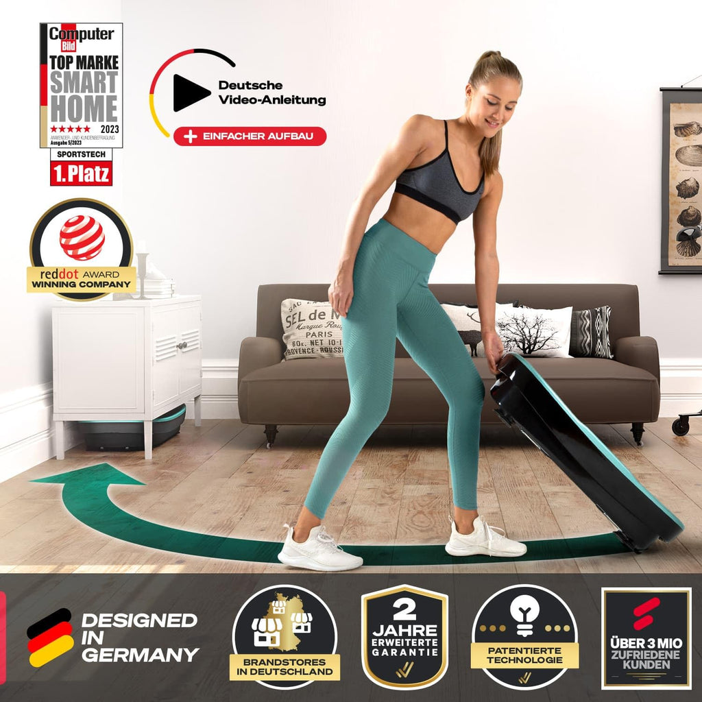 Vibrationsplatte mit leiser Motor, 180 Stufen und 7+1 Programmen inkl. Yoga, Bluetooth-Lautsprecher und Fernbedienung