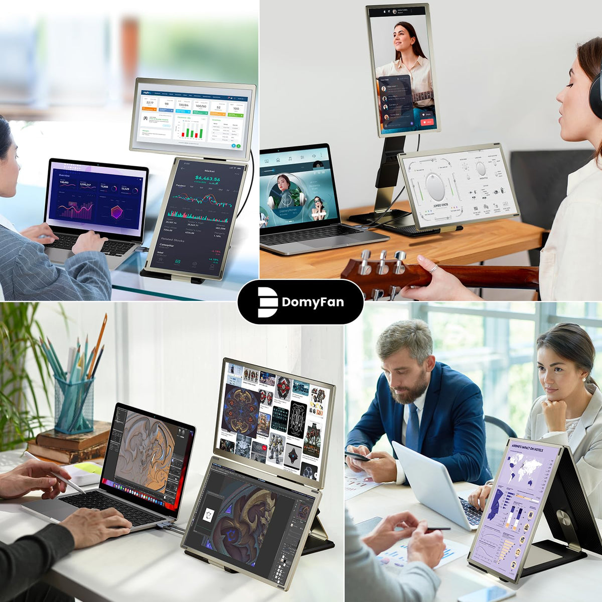 15,6"""" Laptop-Bildschirm-Extender mit 120% sRGB FHD 1080p, tragbarer Triple-Monitor-Erweiterung für Windows, Mac, Chrome und Android