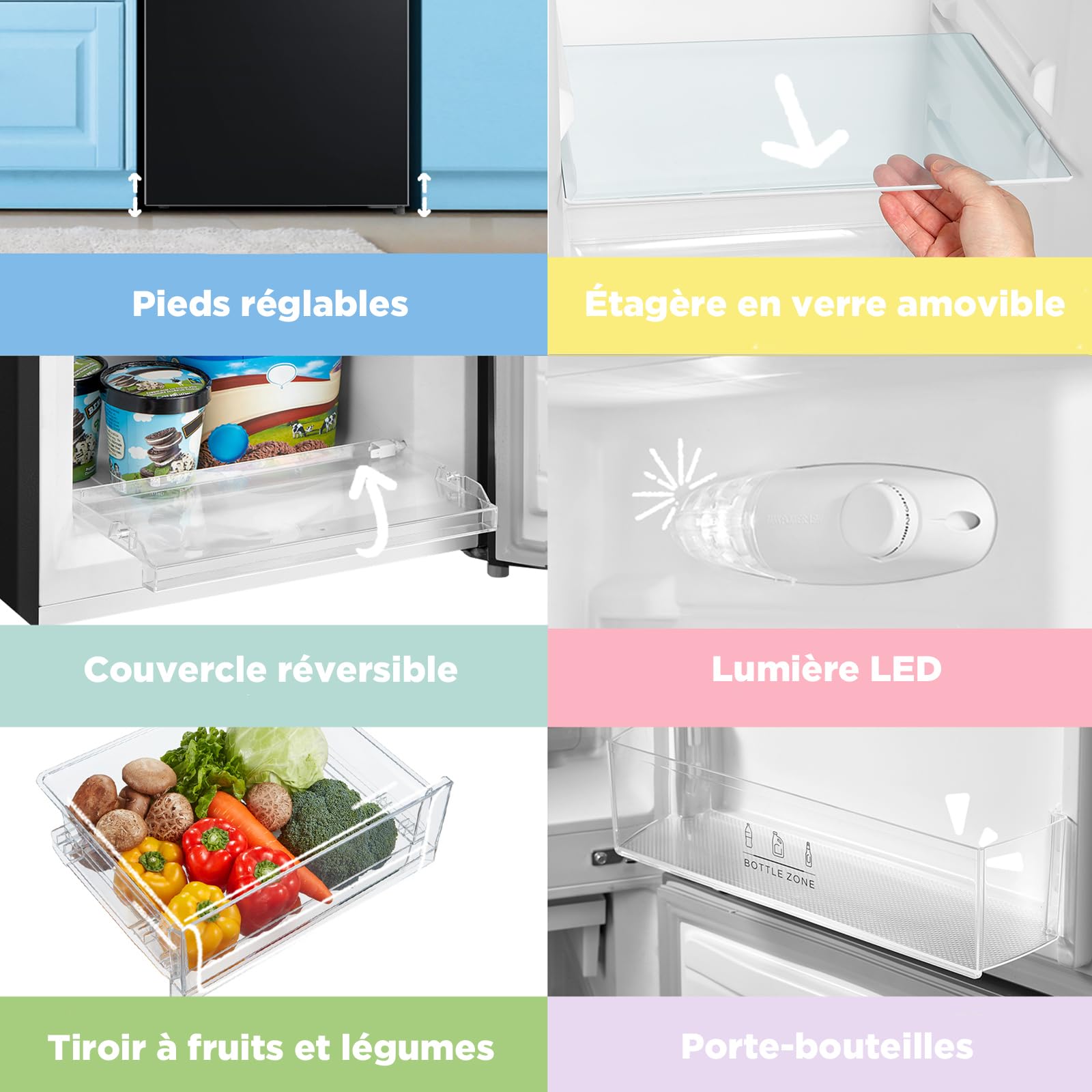 Réfrigérateur congélateur RCB169DK2(E) 174L 2 portes 115L réfrigérateur 59L congélateur Low Frost éclairage LED