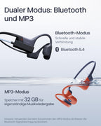 Knochenschall-Schwimmkopfhörer OpenSwim Pro S711 mit 32 GB MP3-Player und Bluetooth, Rot