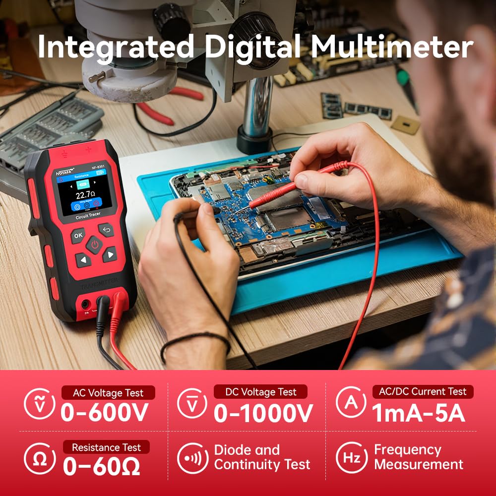Kabelsuchgerät mit Digitalmultimeter, 8-stufiger Empfindlichkeit, für Wand- und Erdkabel sowie Sicherungs- und Bewässerungsleitungen