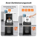 Aktenvernichter mit Auto-Feed für 200 Blatt, P-4 Mikroschnitt, 31 L Behälter, schwarz