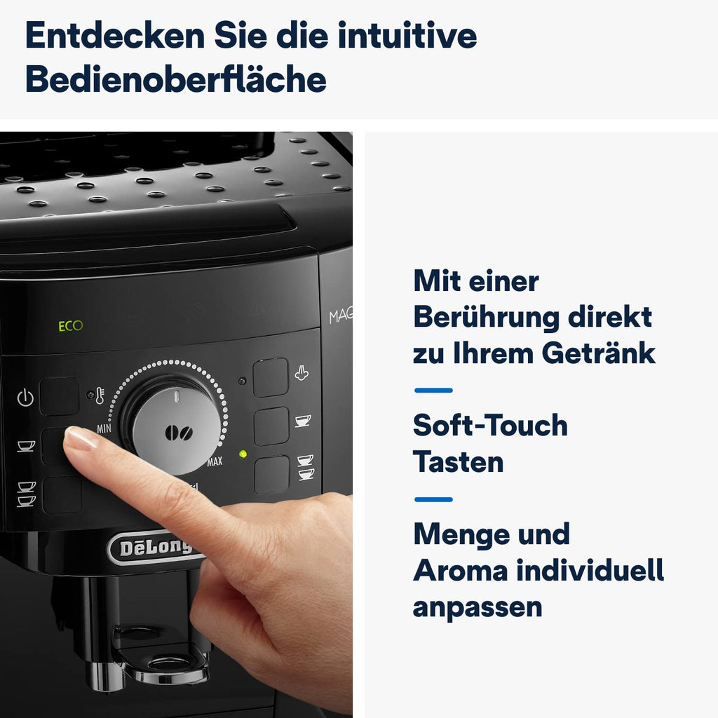 Kaffeevollautomat Magnifica S mit manuellem Milchaufschäumer und 13-stufigem Mahlwerk, schwarz