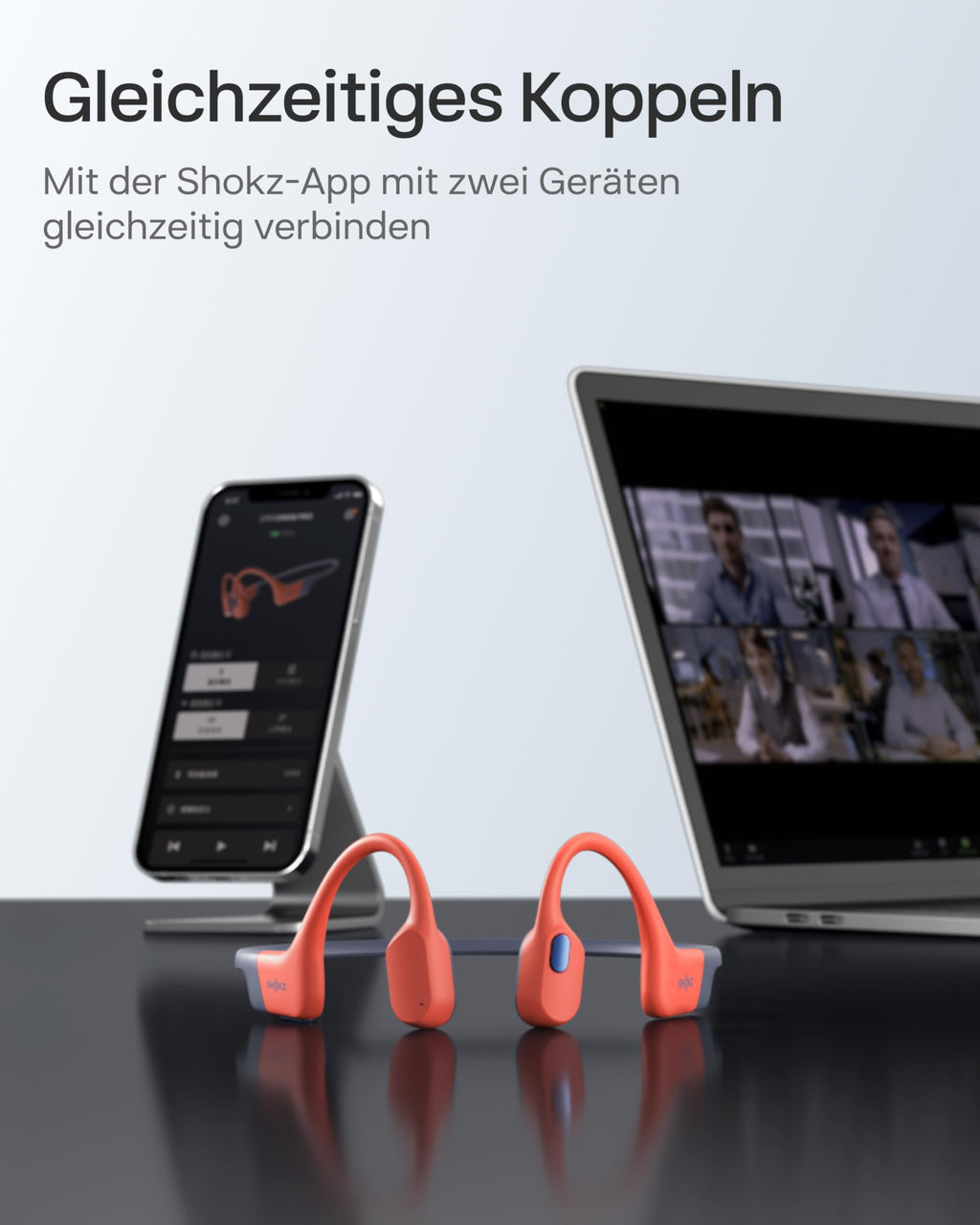 Knochenschall-Schwimmkopfhörer OpenSwim Pro S711 mit 32 GB MP3-Player und Bluetooth, Rot
