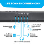 Piano numérique 88 touches avec 480 sons haut-parleurs MIDI USB support sac de transport casque pédale