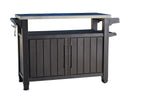 BBQ-Beistelltisch Unity XL, 134 x 51,7 x 89,6 cm, graphitgrau, wetterfest, mit Edelstahl-Arbeitsplatte, Besteckhaken, Küchenrollenhalter und