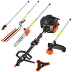 Benzin Motorsense 5in1 Multitool 52 ccm 3 PS mit Heckenschere, Hochentaster, Doppelfadenkopf und 3-Zahn-Messer