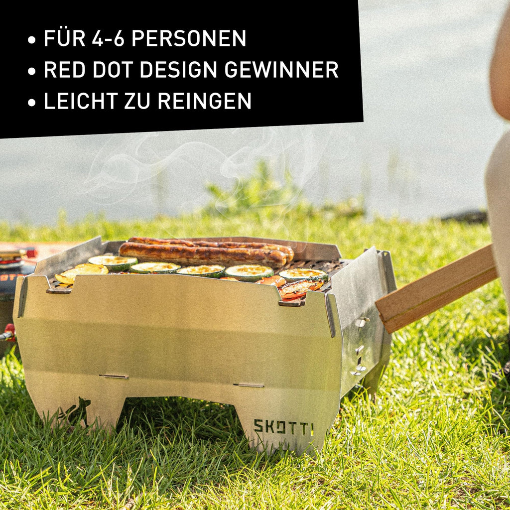 Faltbarer Camping Gasgrill aus Edelstahl, 3,3 kg, für EN 417 Schraubkartuschen