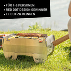 Faltbarer Camping Gasgrill aus Edelstahl, 3,3 kg, für EN 417 Schraubkartuschen