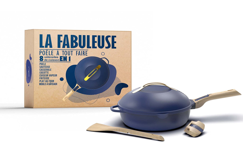 Poêle multifonction 8 en 1 FAB28 avec revêtement antiadhésif 28 cm poignées amovibles panier vapeur friture compatible induction