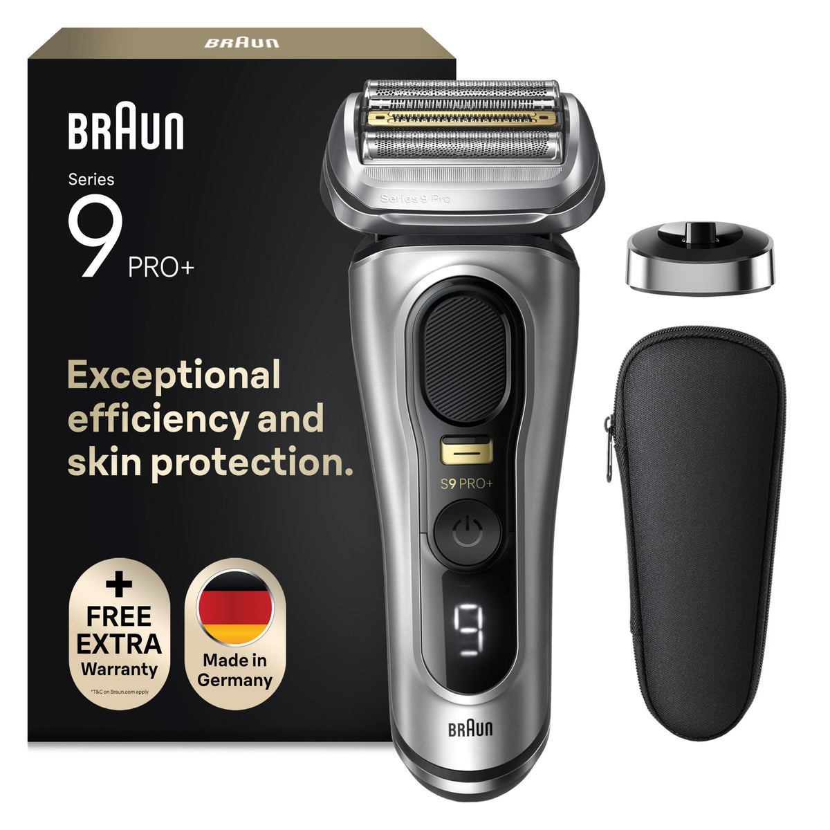 Elektrorasierer Series 9 Pro+ 9517s für Herren mit ProTrimmer, 60 Min Akkulaufzeit, für Nass- und Trockenrasur, inkl. Reiseetui und Reinigungsbürste