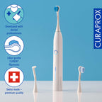 Schallzahnbürste Hydrosonic Pro in Weiß mit 7 Putzmodi, bis zu 84.000 Schallbewegungen pro Minute, Curacurve Bürstenkopf, USB-Ladung und Reiseetui