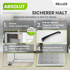 Untergestell für Waschmaschine und Trockner mit Schublade und Ablage, 500 kg Tragkraft, Stahl, 62x62x57,5 cm, höhenverstellbare Füße