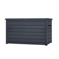 Auflagenbox 870 L in Holzoptik, abschließbar und wasserdicht mit Belüftung, Deckel bis 50 kg belastbar