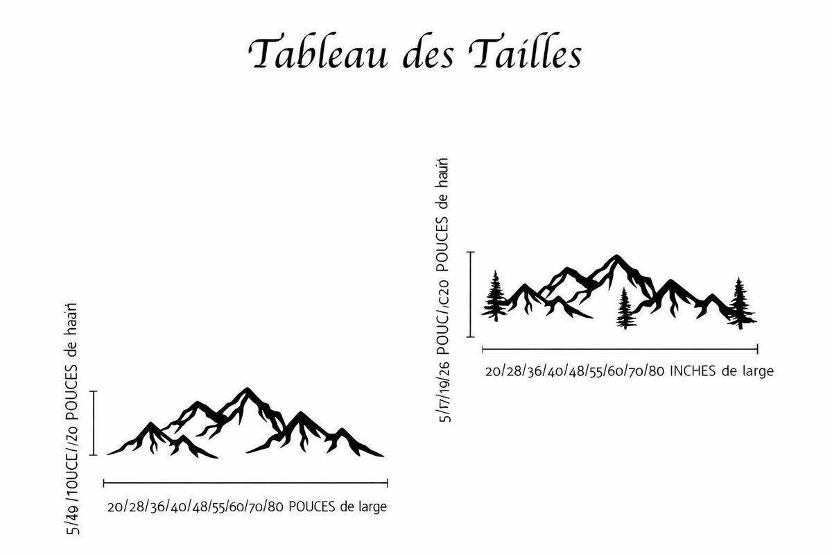 Große Berge Vinyl-Aufkleber mit Kiefern, Wanddekoration