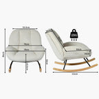 Fauteuil à bascule scandinave en velours côtelé rembourré avec dossier haut accoudoirs ergonomiques pour salon chambre beige