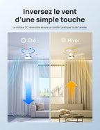 Ventilateur de plafond intelligent 132 cm avec lumière LED dimmable 12 vitesses moteur DC télécommande et contrôle APP