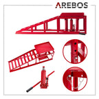 2 Auffahrrampen mit hydraulischem Wagenheber, höhenverstellbar von 290 bis 375 mm, Belastbarkeit 2 t, für PKW und Kleintransporter