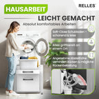 Untergestell für Waschmaschine und Trockner mit Schublade und Ablage, 500 kg Tragkraft, Stahl, 62x62x57,5 cm, höhenverstellbare Füße