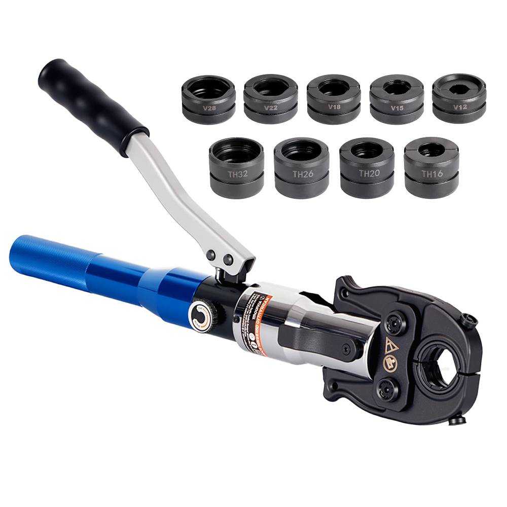 Hydraulische Presszange V- und TH-Kontur 8 t 180° drehbarer Kopf für Kupfer Edelstahl und Verbundrohre mit 8 Pressbacken