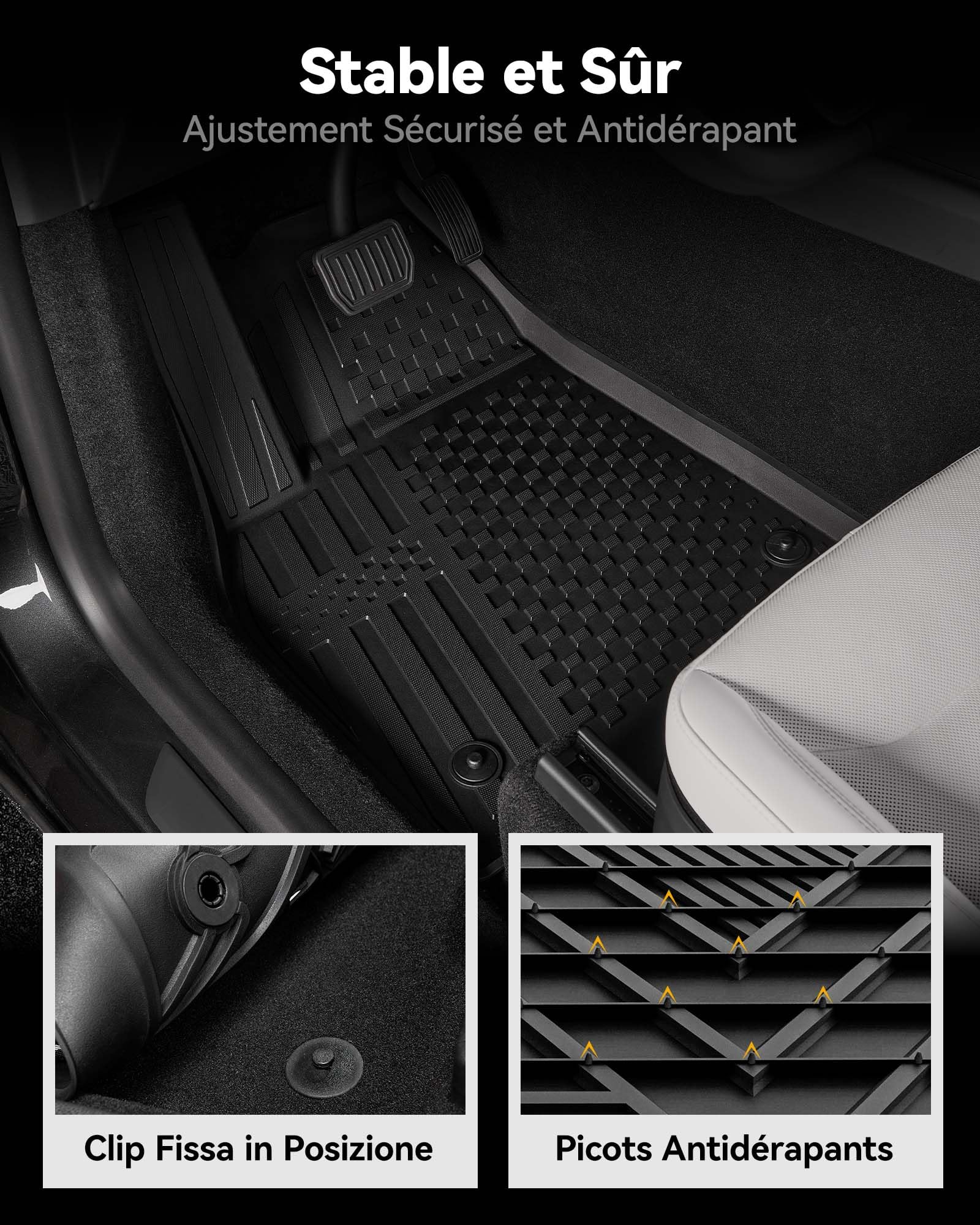 Tapis de sol pour Tesla Model Y Juniper 2025 2026 set 4 pièces en TPE imperméable antidérapant ajustement précis
