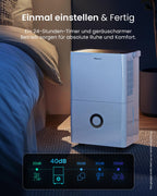 Luftentfeuchter 30L in 24h mit WLAN & App, Feuchtigkeitssensor und 4L Wassertank