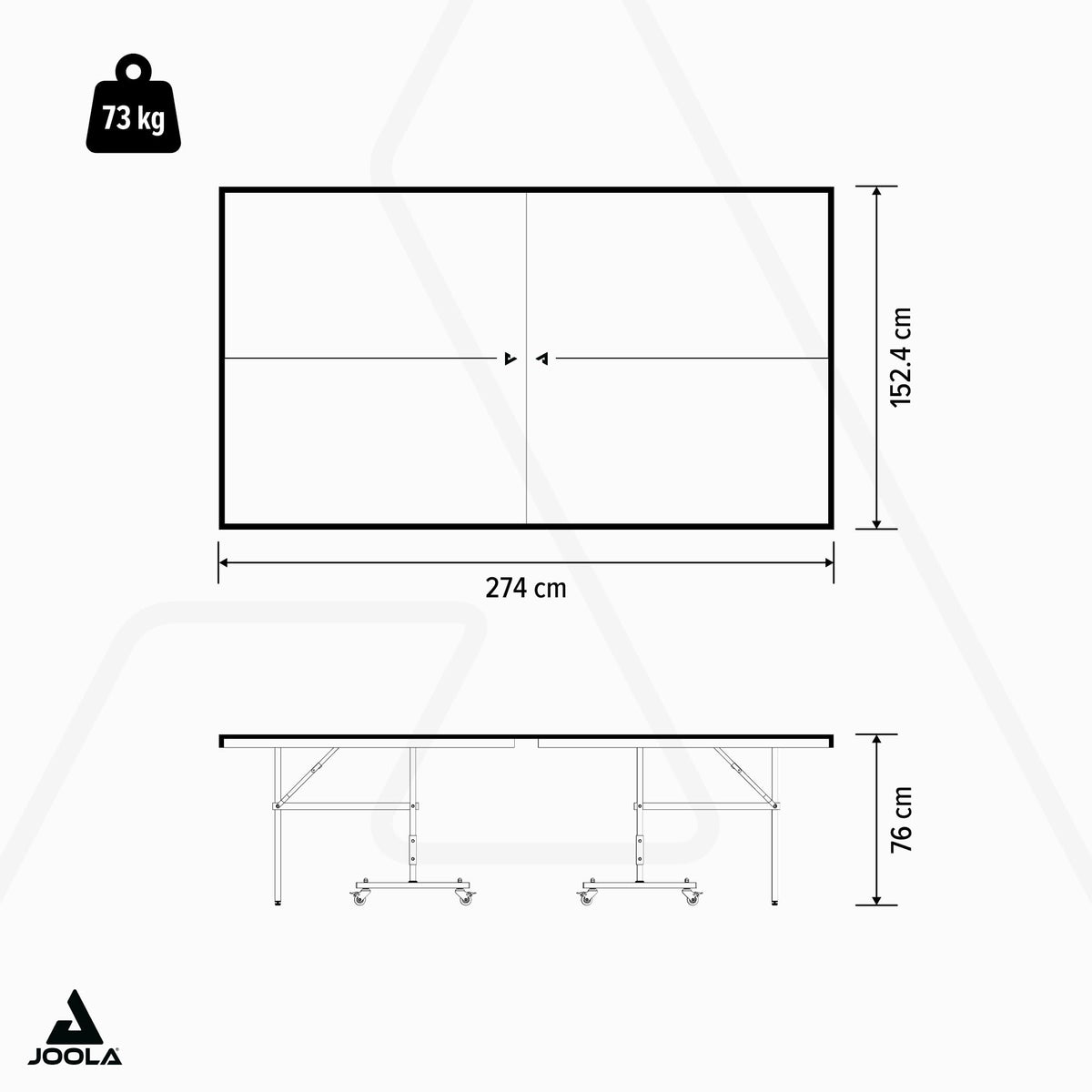 Indoor Tischtennisplatte klappbar Inside J15 274 x 152,5 x 76 cm 15 mm Plattenstärke Metallrahmen Netz
