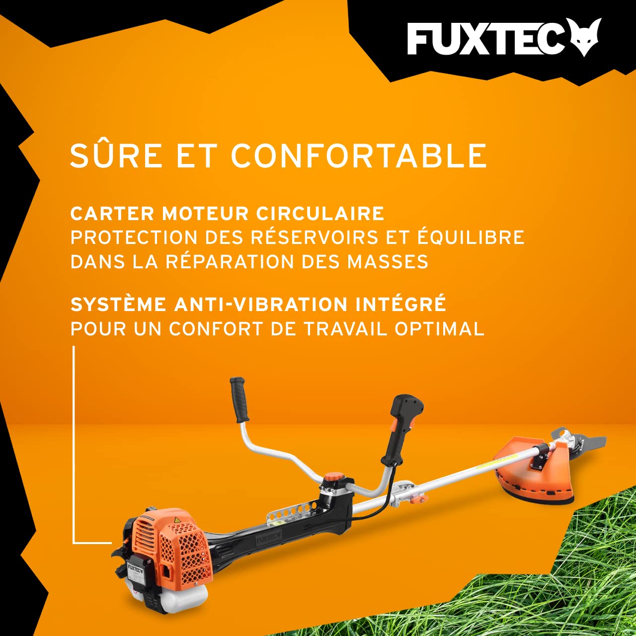 Débroussailleuse thermique FX-PS162 62 cm³ 3,5 CV système antivibration 2 en 1 coupe bordure tête fil et lame 3 dents