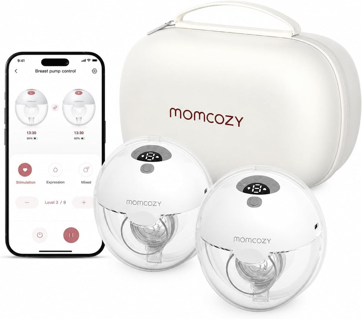 Milchpumpe M5 Smart mit App-Steuerung, 2er-Pack in Grau, 160 ml, elektrisch und freihändig