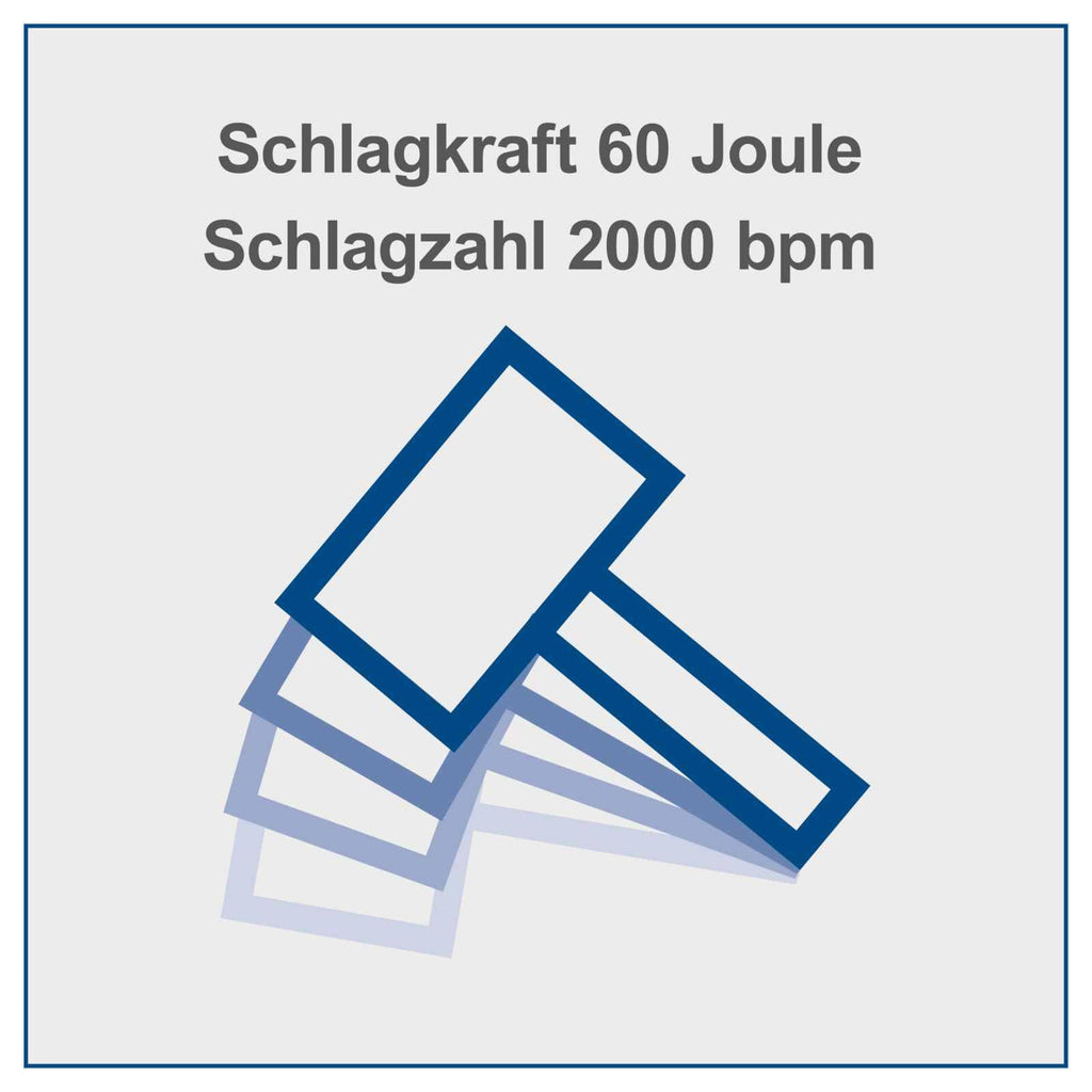 Abbruchhammer AB1900 mit 1900 W Leistung und 60 J Schlagkraft, inkl. Spitz- und Flachmeißel sowie Transportbox