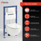 Wand-WC Komplettset Dalia mit Duofix Basic Vorwandelement, spülrandlosem Tiefspül-WC, Soft-Close-Sitz und Delta 25 Bedienplatte in Weiß