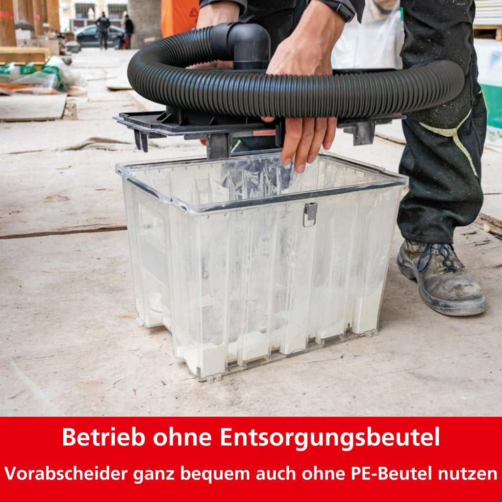 Vorabscheider Zyklonabscheider für Staubsauger, 25 L Behälter mit 35 mm Schlauchanschluss, antistatisch, inkl. Verbindungsschlauch und