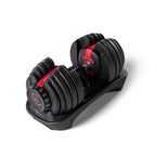 Verstellbare Hantel mit 15 Gewichtsstufen von 2 bis 24 kg, SelectTech Drehgriff-System und Ablageschale für Krafttraining zuhause