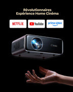 Vidéoprojecteur 4K Smart avec Netflix WiFi 6 Bluetooth HDR10 1500 ANSI FHD 1080P autofocus correction trapèze Home Cinéma