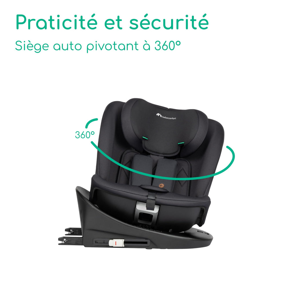 Siège auto pivotant 360 i-Size 0-12 ans 40-150 cm ISOFIX avec Top Tether 6 positions d'inclinaison et appui-tête réglable 12 positions