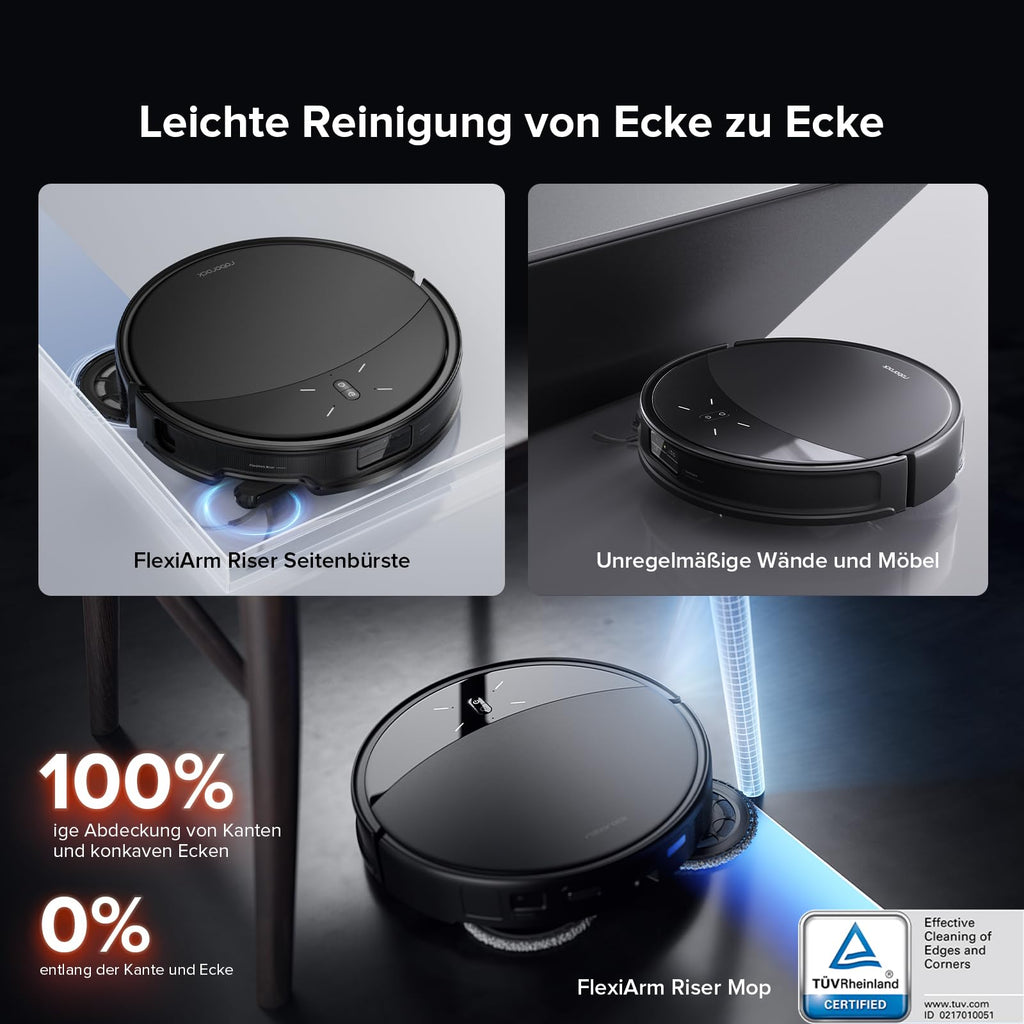Saugroboter mit Wischfunktion Saros 10R Set, 7,98 cm ultraflach, Zero-Tangle-System und 10-in-1-Dockingstation