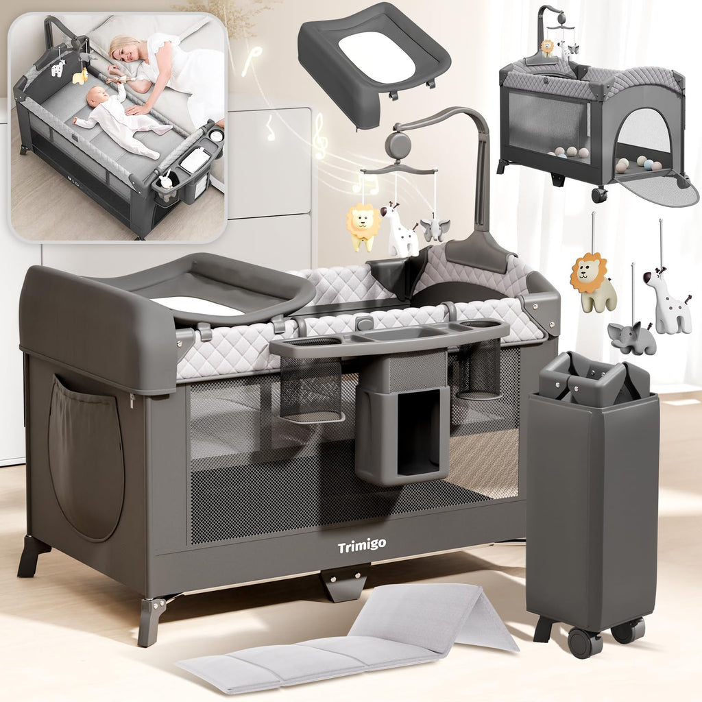 Lit bébé pliable UP650S réglable en hauteur avec moustiquaire table à langer fonction cododo et voyage 120x70x76 cm