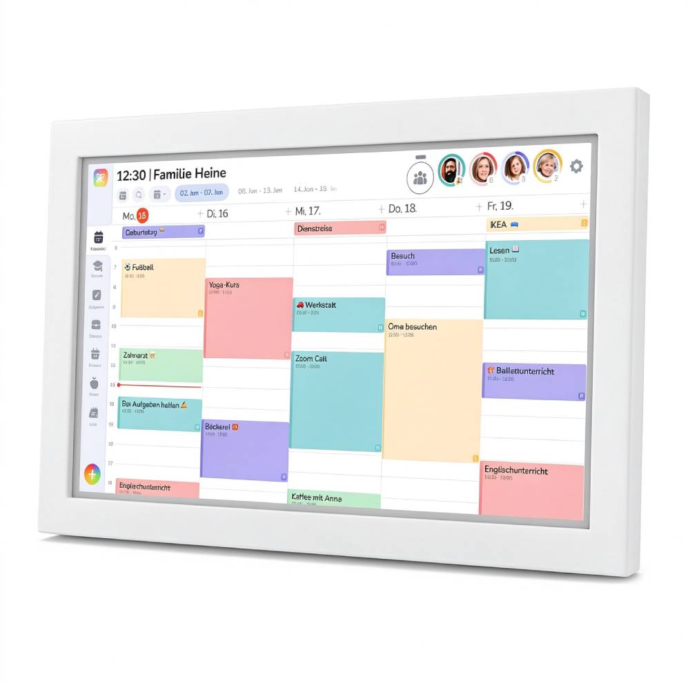 Digitaler Familienkalender 15,6"""" mit FHD Touchscreen und App für iOS und Android, Wandkalender zur Familienorganisation